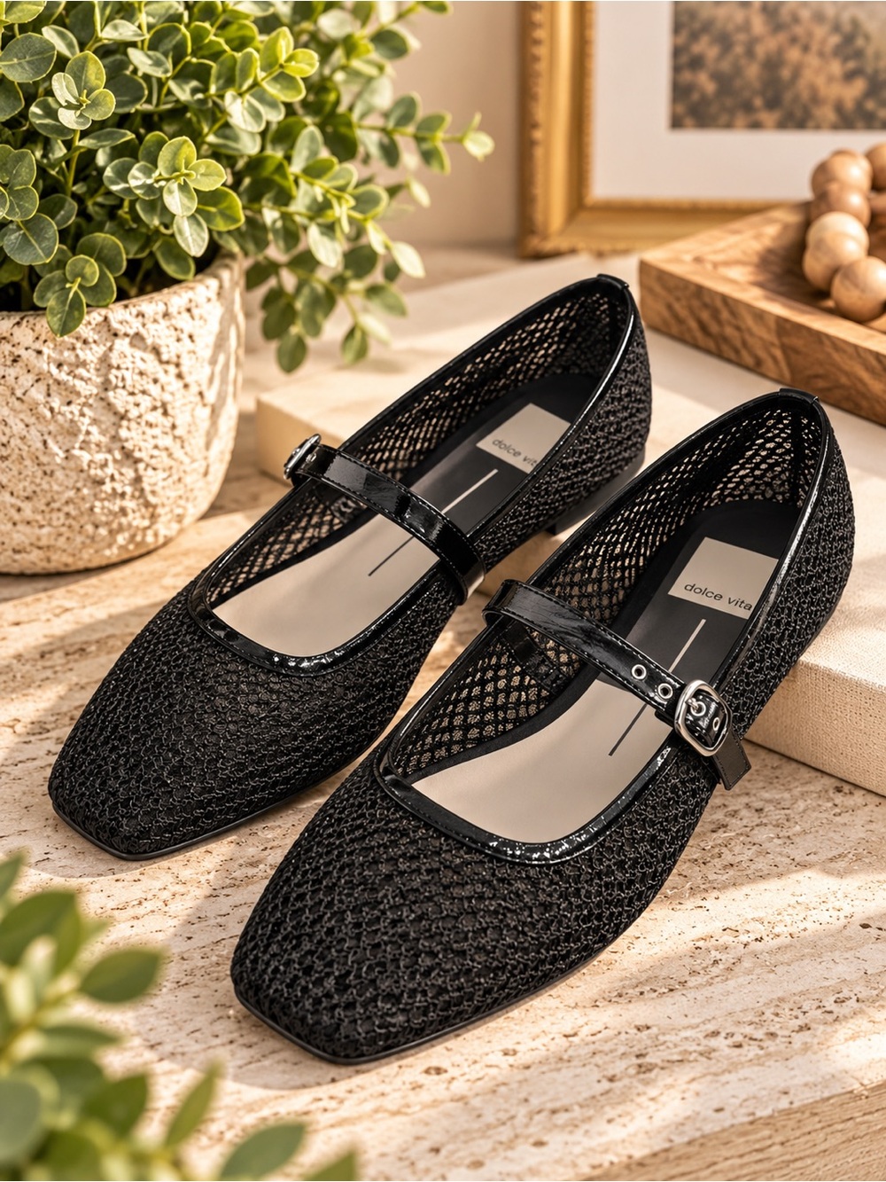 Dolce Vita Rodni Black Woven Mesh Mary Jane Ballet Flats size 8.5